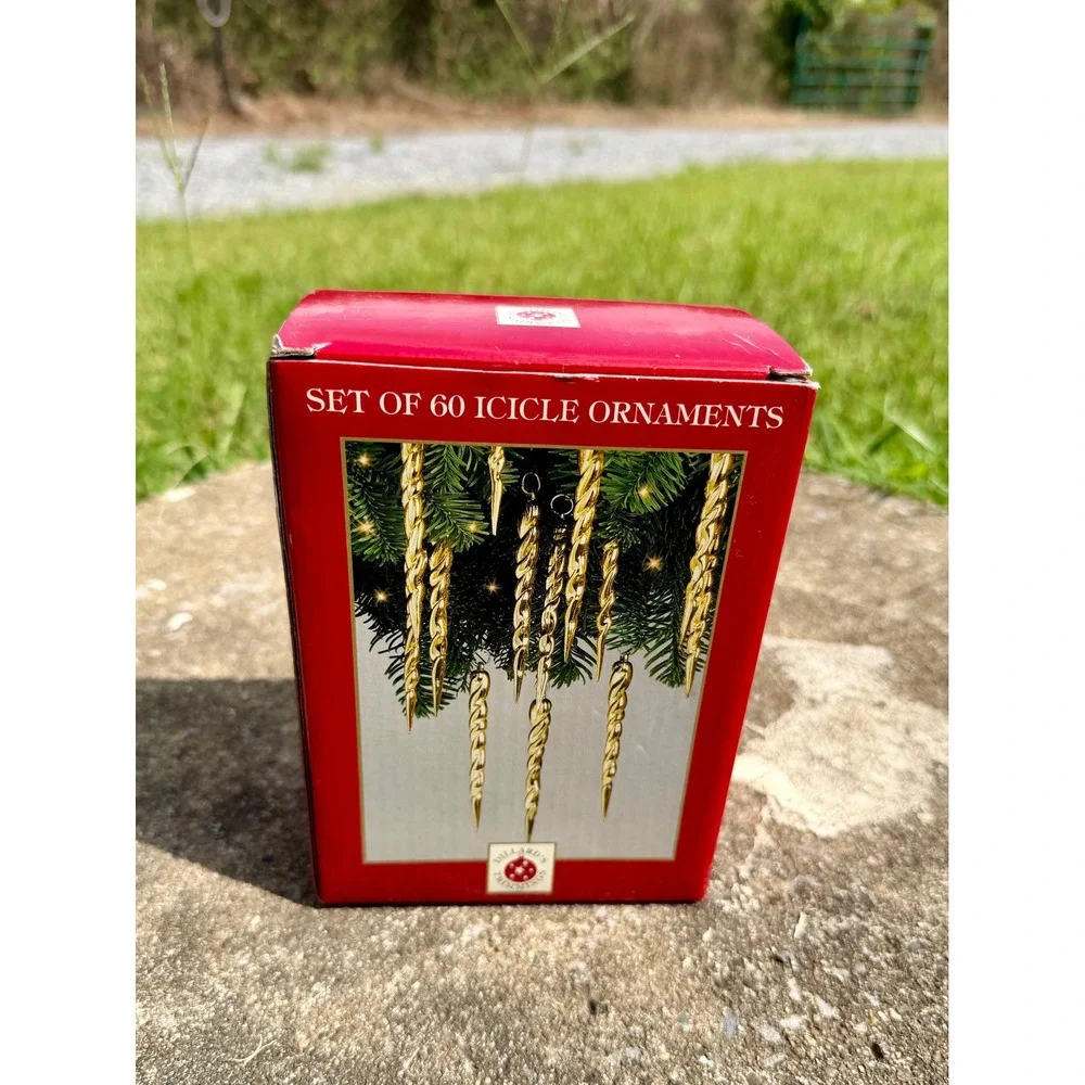 Vintage Dillards Trimmings Set of 60 Gold Icicle Christmas Ornaments Twisted